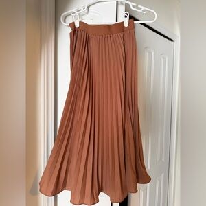 Grace Karin Tan A-Line Pleated Skirt